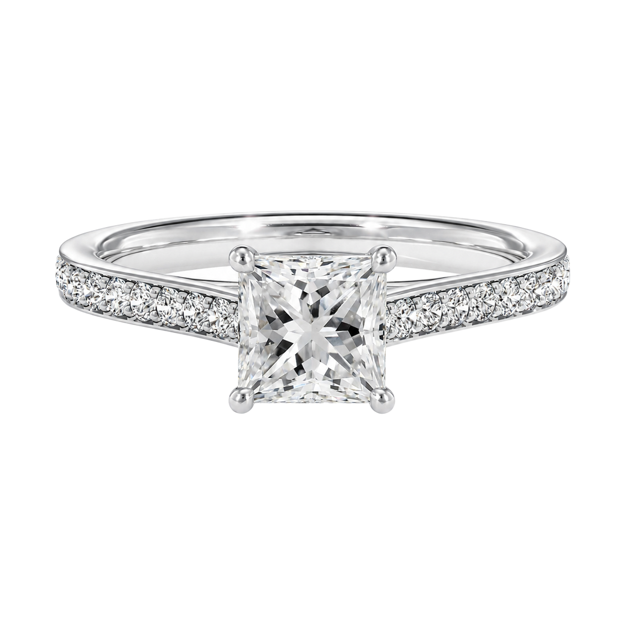 Basilica - Princess - White Gold - Pavé