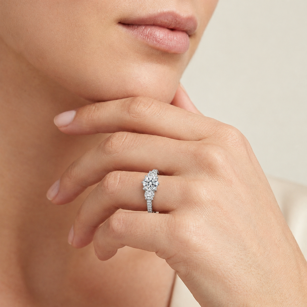 Elysium - Round - White Gold - Pavé