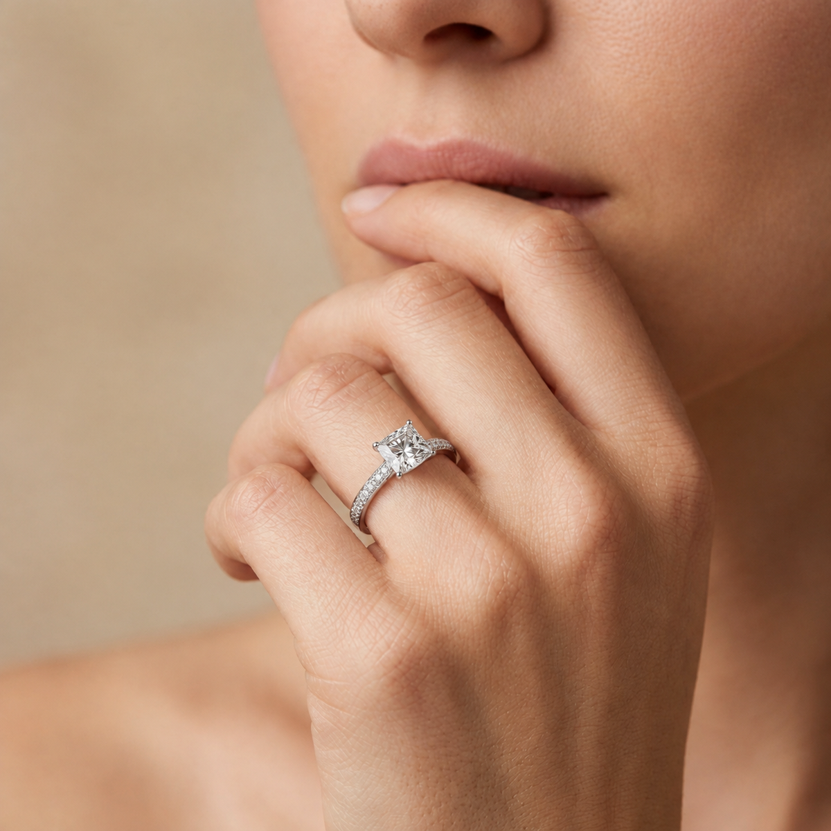 Bailey - Princess - White Gold - Pavé