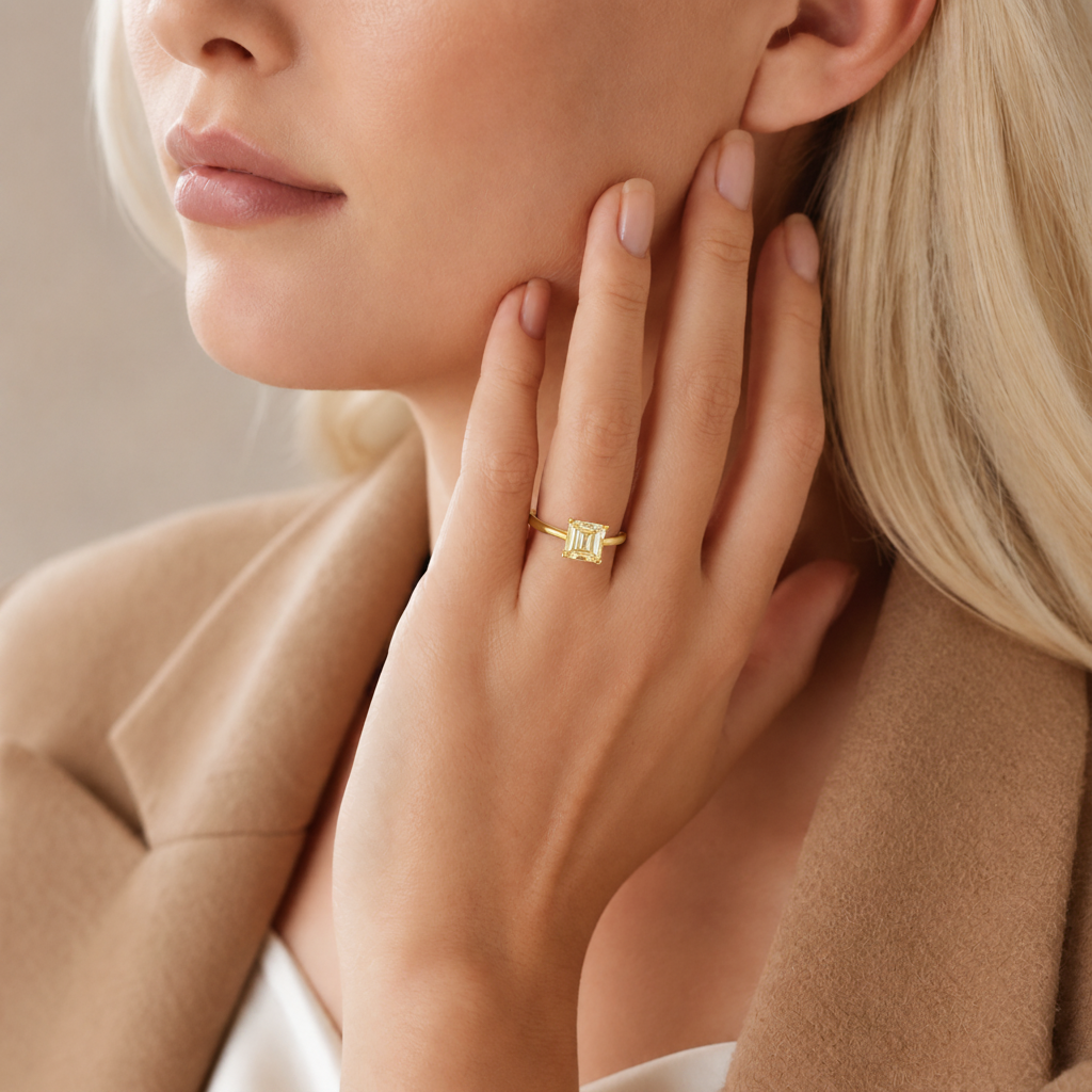 Basilica - Asscher - Yellow Gold - Plain