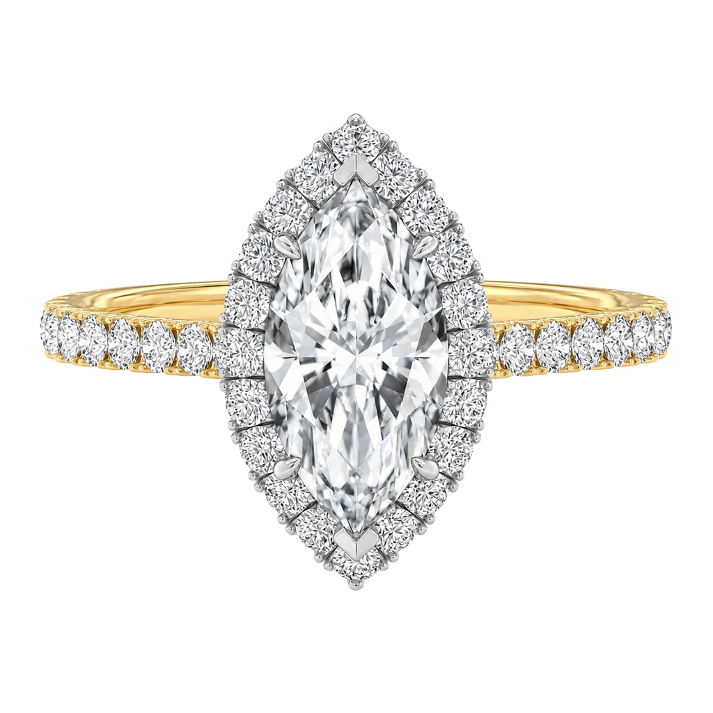 Cordelia - Marquise - Yellow / White Tone - Pavé