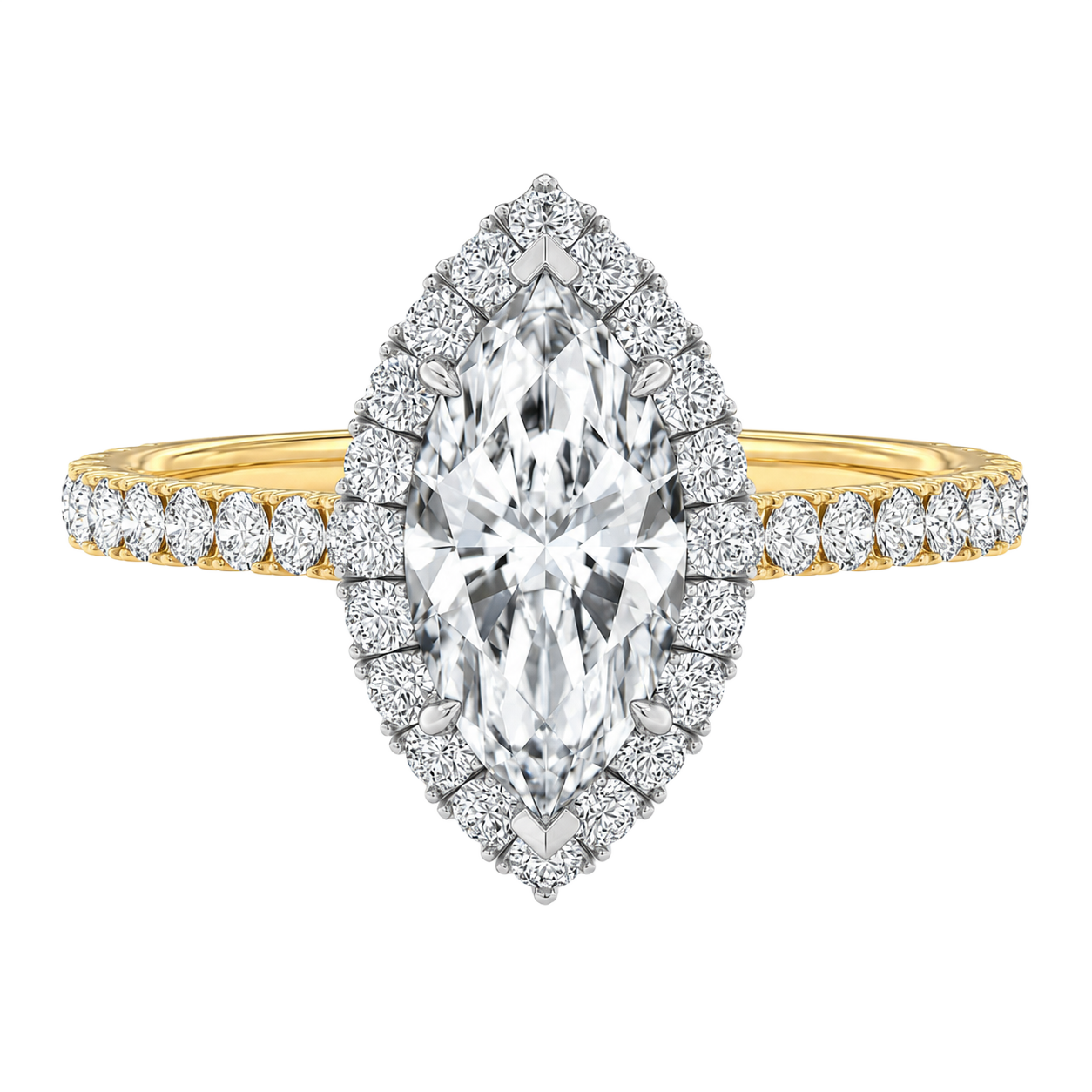 Cordelia - Marquise - Yellow / White Tone - Pavé