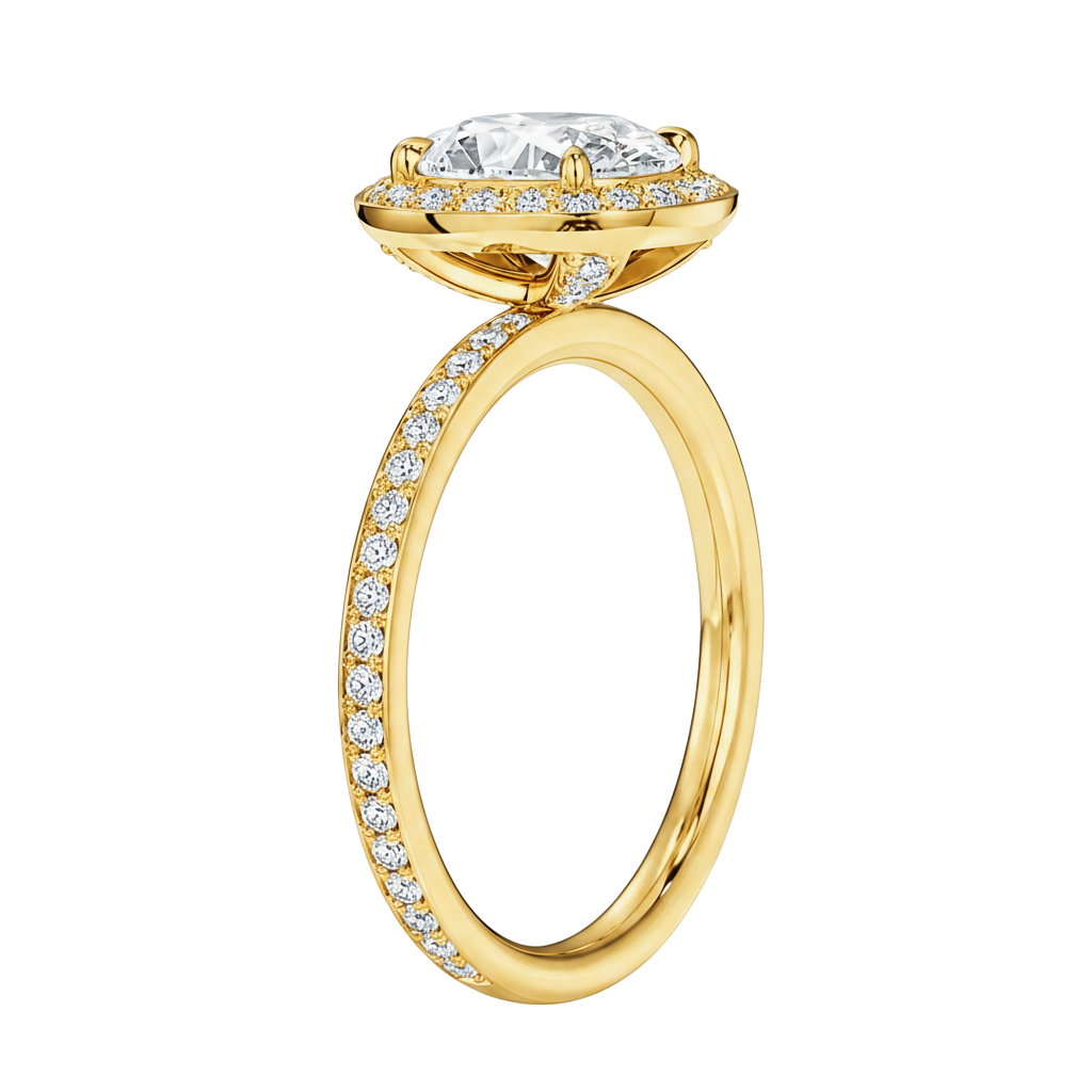 Deneuve - Marquise - Yellow Gold - Pavé