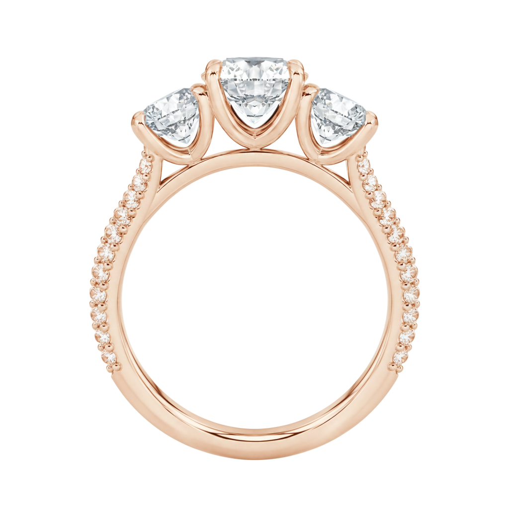 Trinity - Round - Rose Gold - Pavé