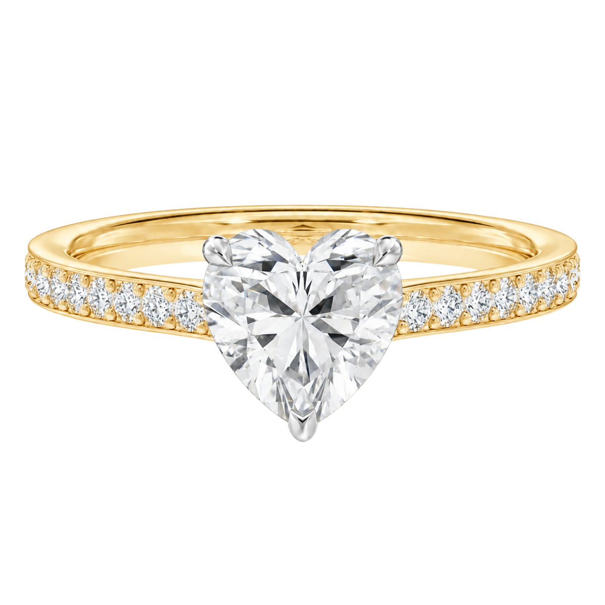 Talia - Heart - Yellow/White Tone - Pavé