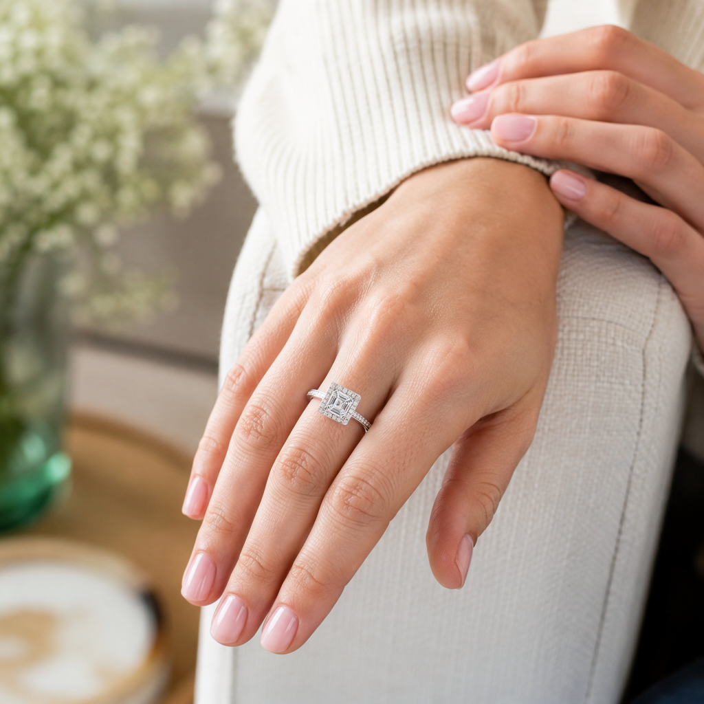 Cordelia - Asscher - Platinum - Pavé