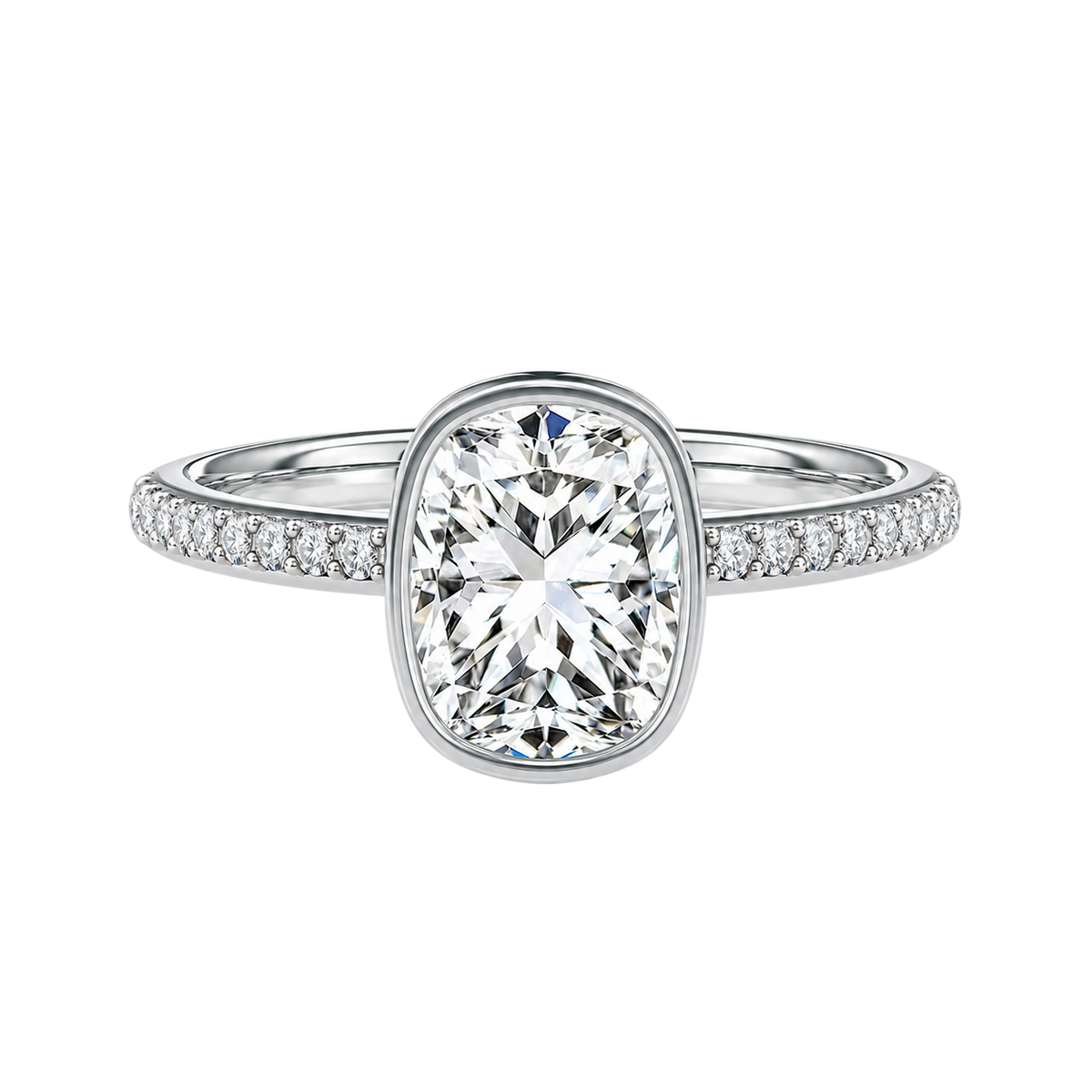 Bailey - Cushion - Platinum - Pavé