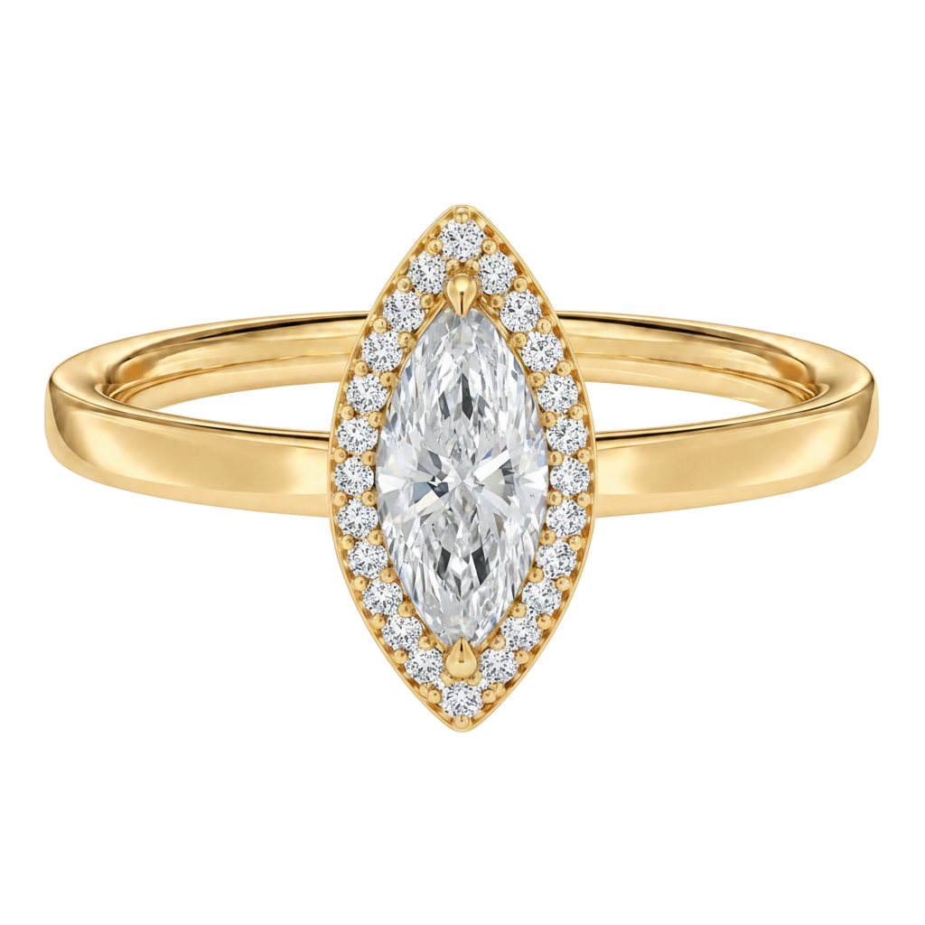 Deneuve - Marquise - Yellow Gold - Plain
