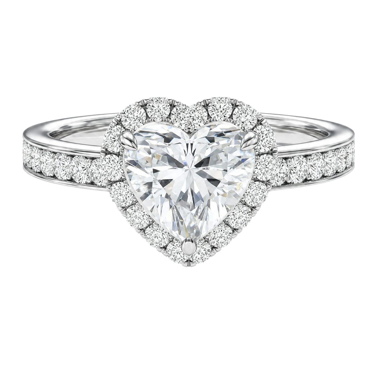 Cordelia - Heart - White Gold - Channel