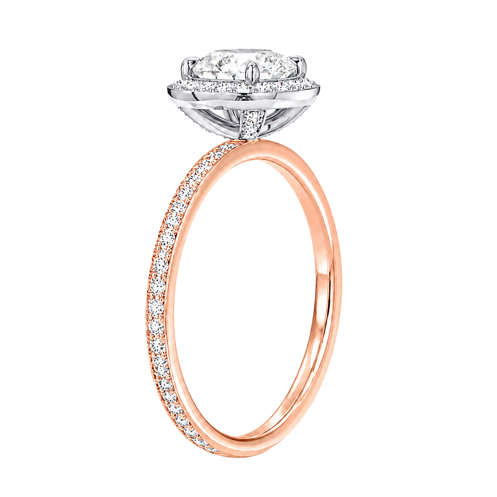 Deneuve - Round - Rose/White Tone - Pavé