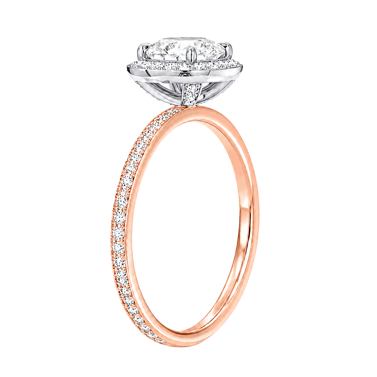Deneuve - Round - Rose/White Tone - Pavé
