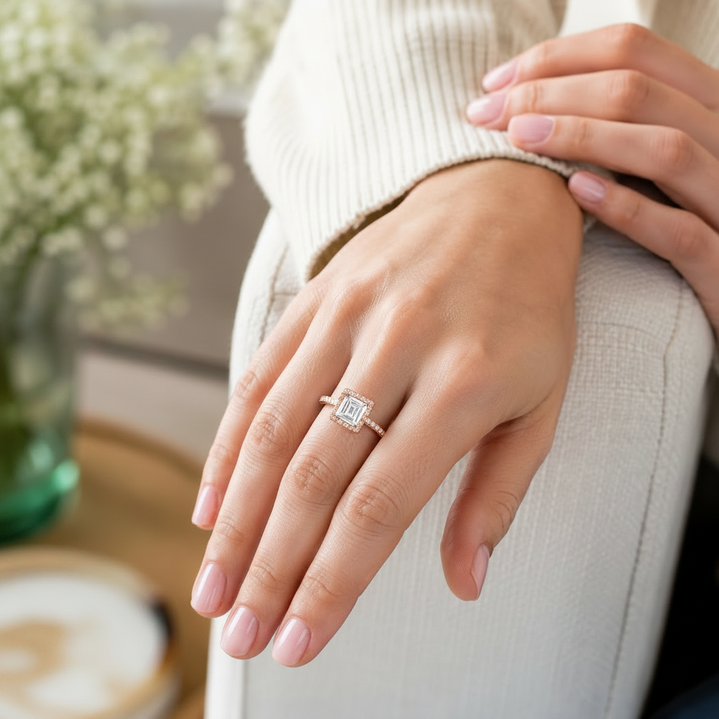 Cordelia - Asscher - Rose Gold - Pavé