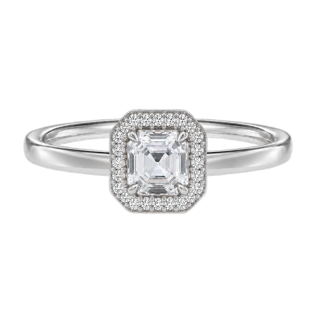 Deneuve - Asscher - White Gold - Plain