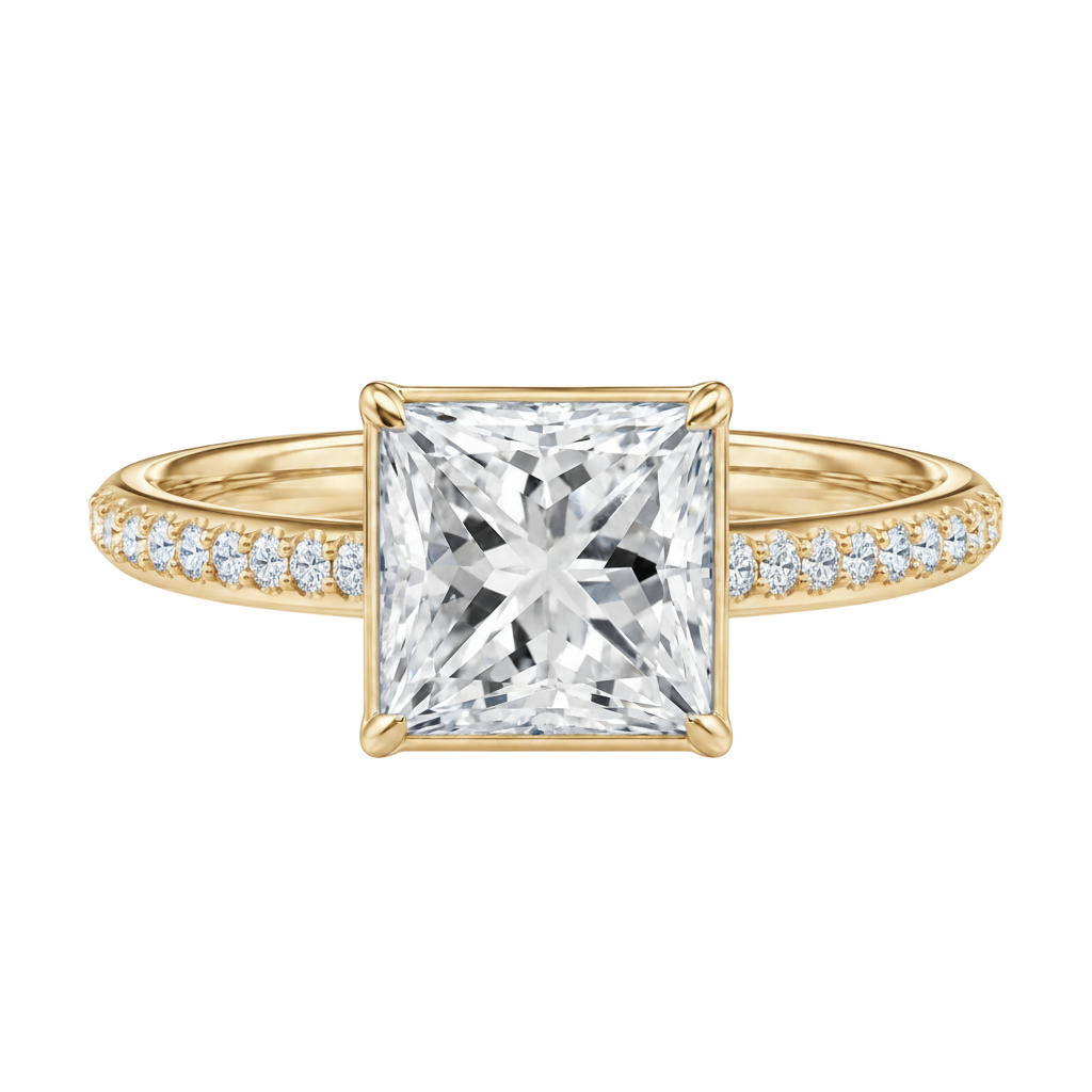 Bailey - Princess - Yellow Gold - Pavé