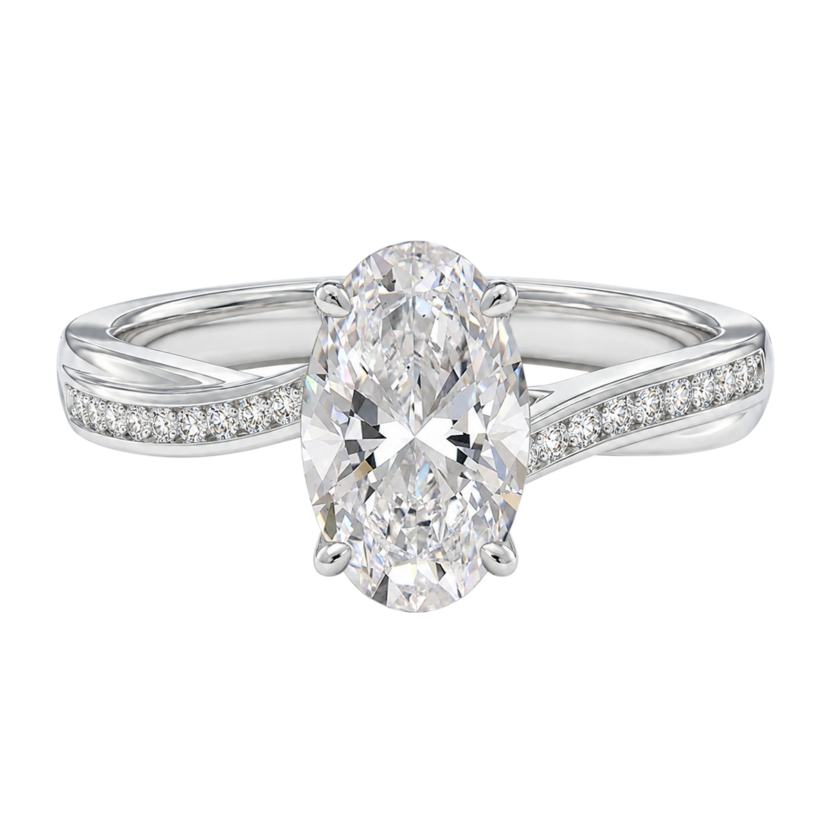 Wreath - Oval - White Gold - Channel