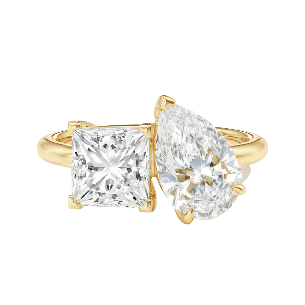 Duo - Princess - Yellow Gold - Plain