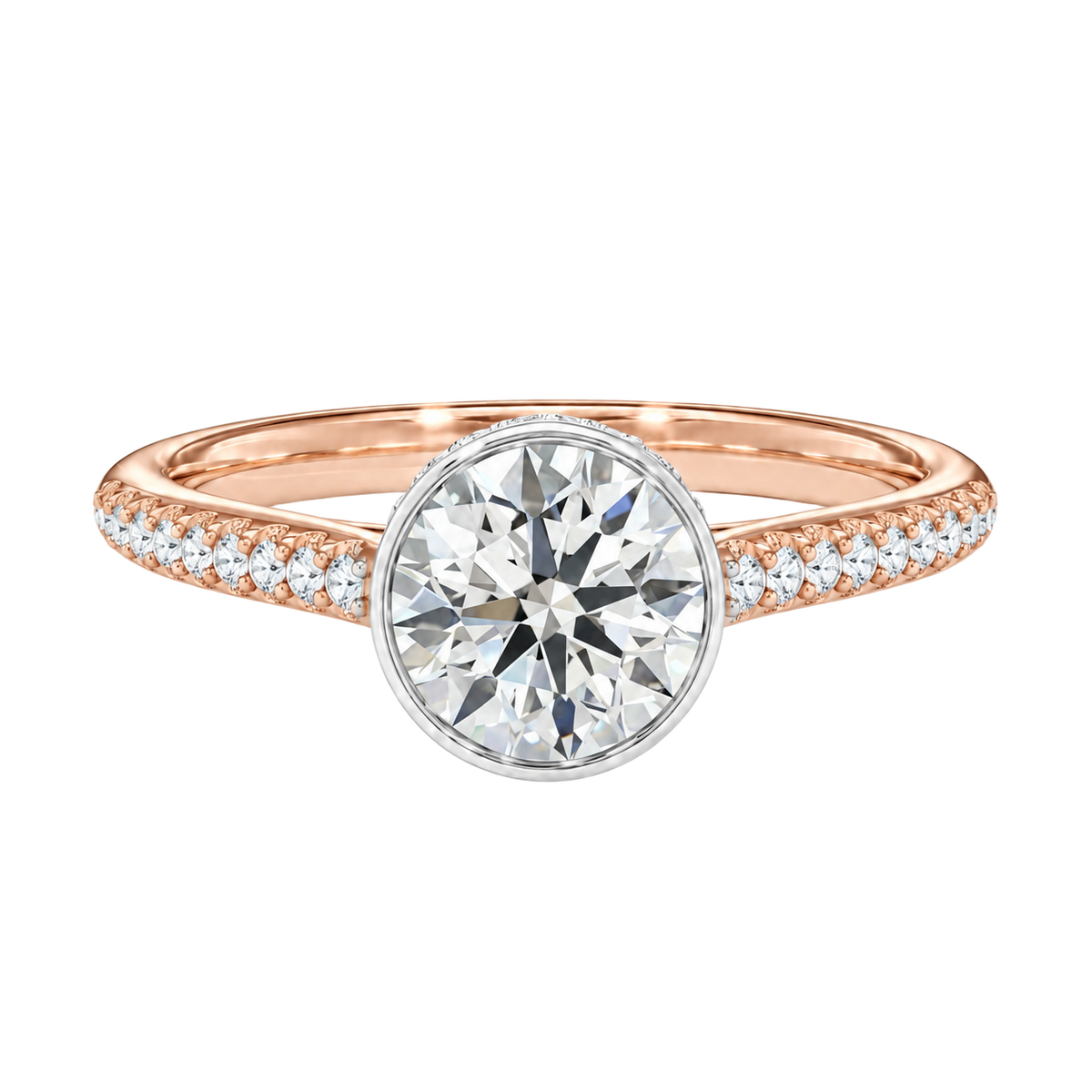 Solenne - Round - Rose/White Tone - Pavé