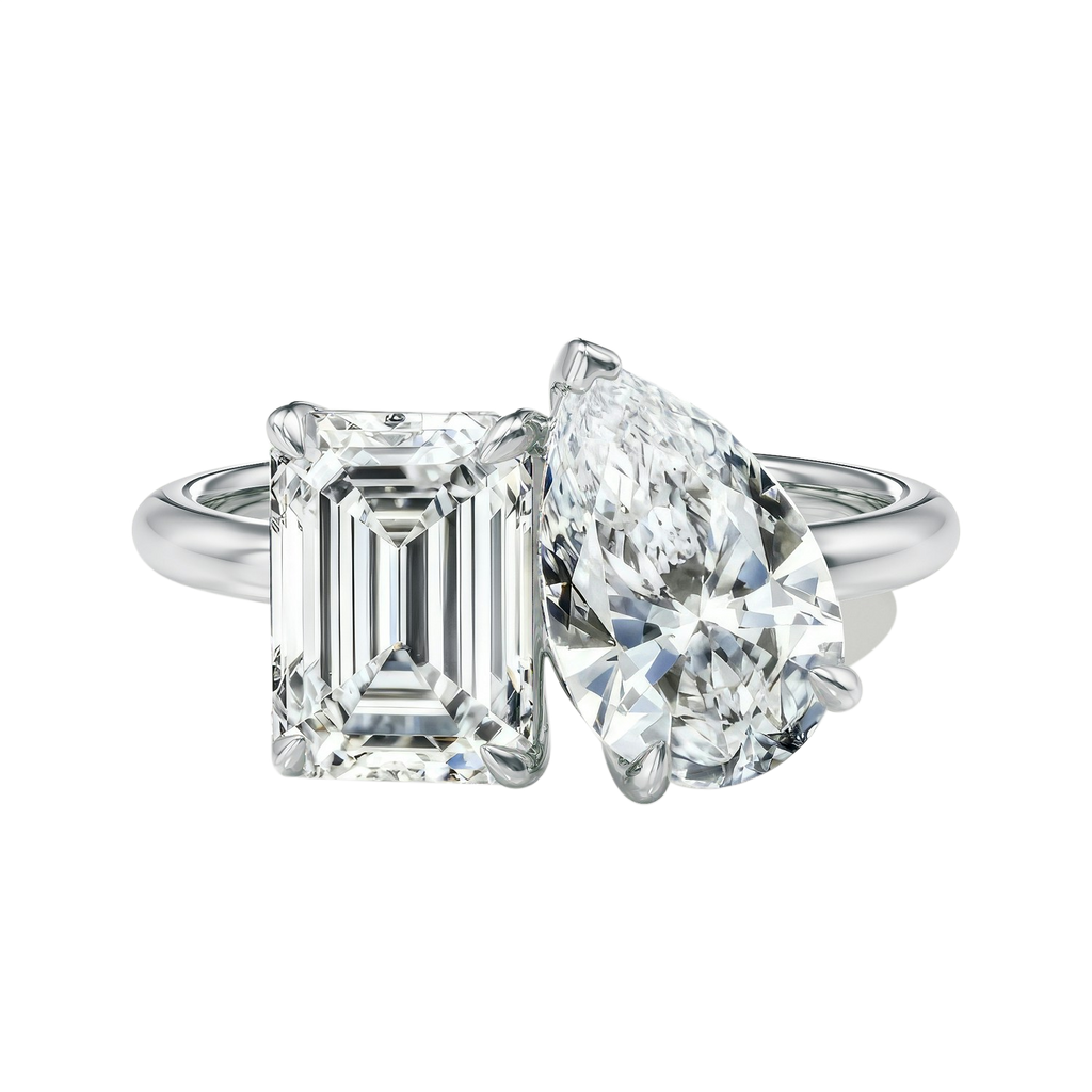 Duo - Emerald - White Gold - Plain