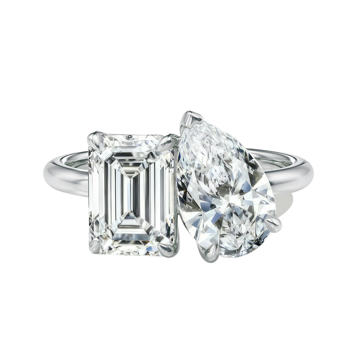 Duo - Emerald - White Gold - Plain