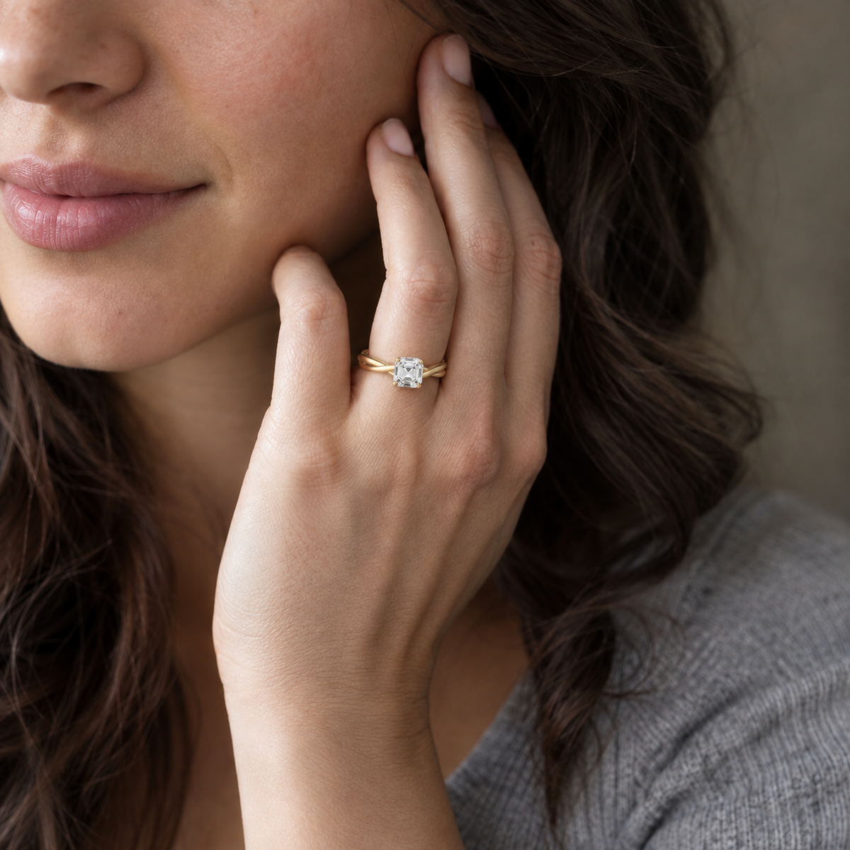 Wreath - Asscher - Yellow Gold - Plain