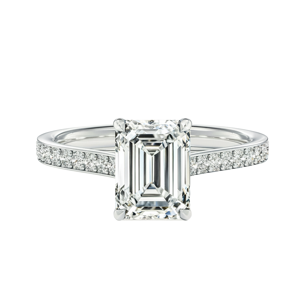 Basilica - Emerald - White Gold - Pavé