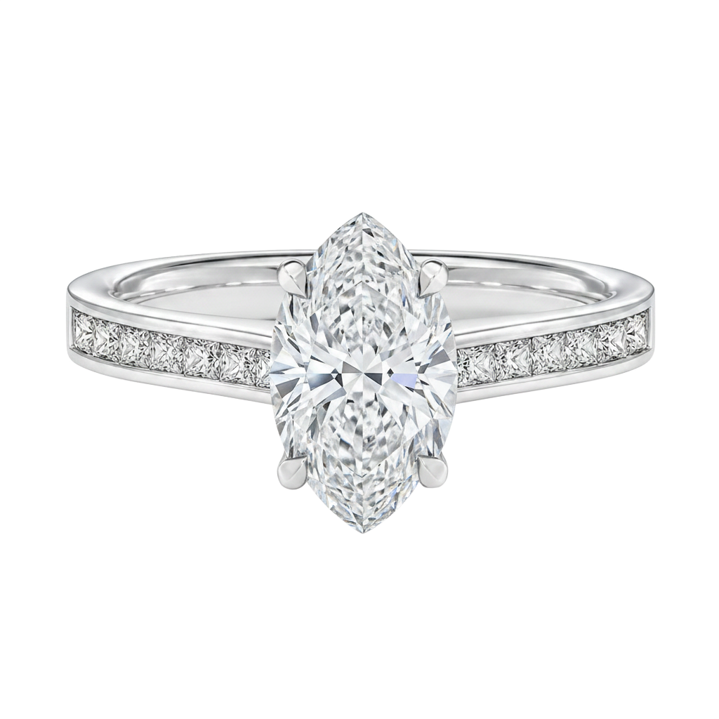 Basilica - Marquise - White Gold - Channel