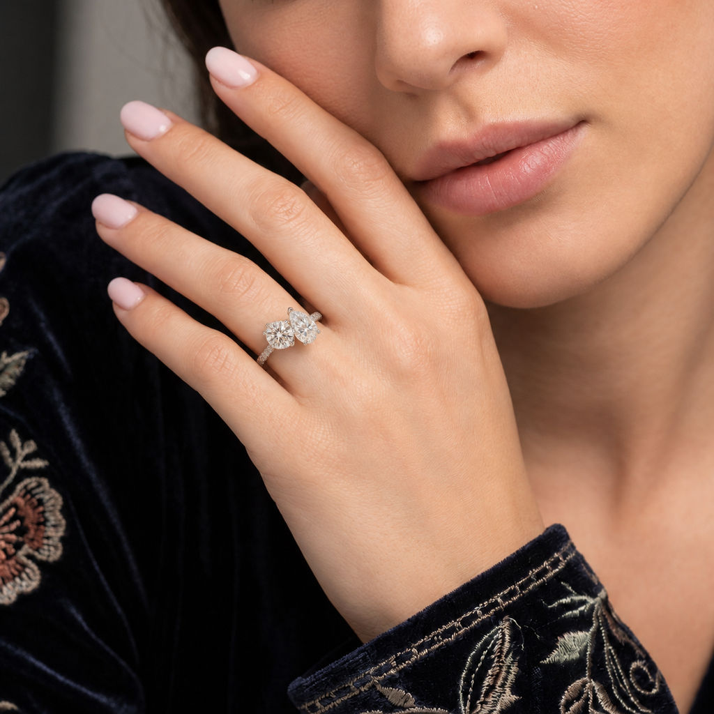 Duo - Round - White Gold - Pavé