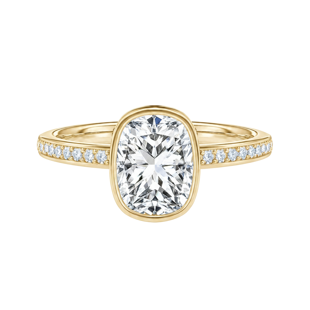 Bailey - Cushion - Yellow Gold - Channel