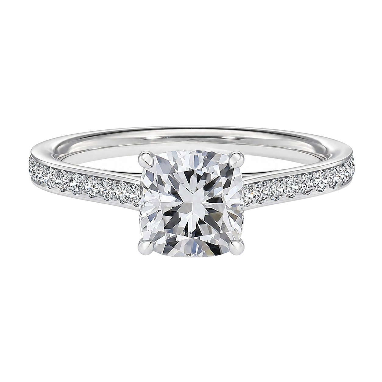 Basilica - Cushion - White Gold - Pavé