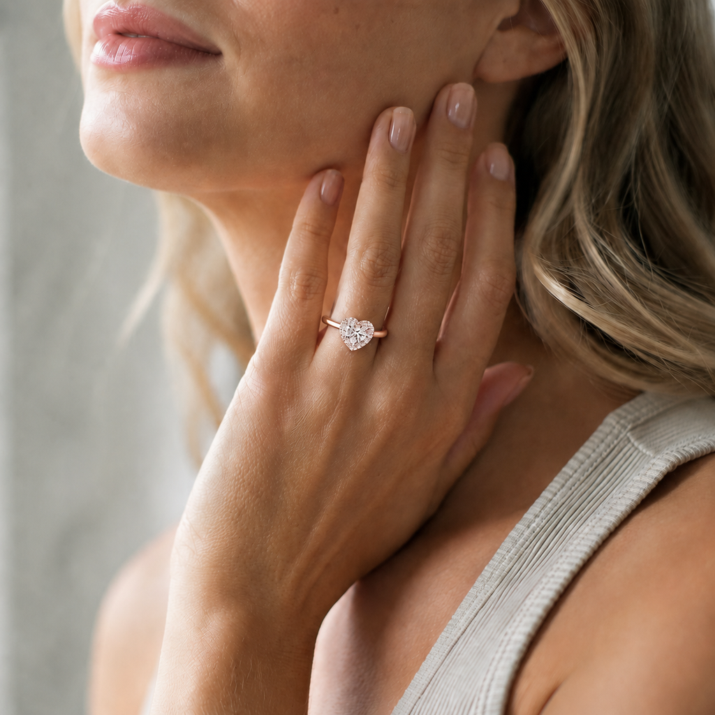 Cordelia - Heart - Rose / White Tone - Plain