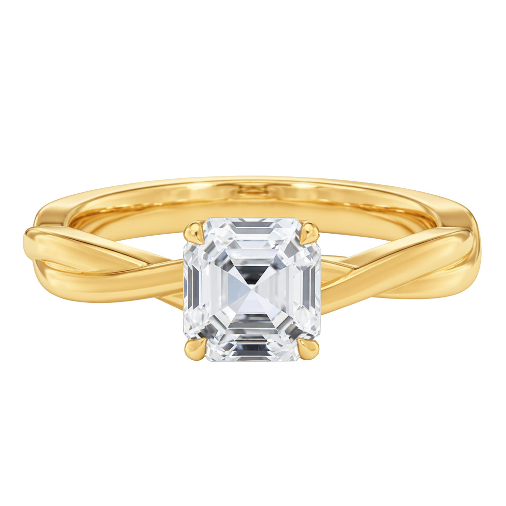 Wreath - Asscher - Yellow Gold - Plain