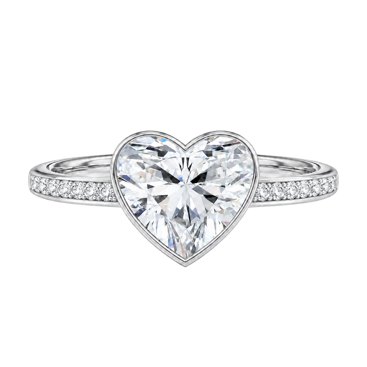 Bailey - Heart - White Gold - Channel