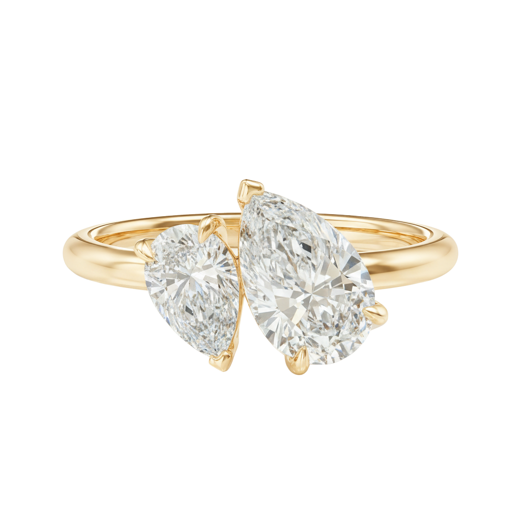Duo - Pear - Yellow Gold - Plain