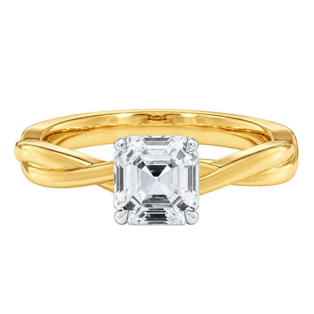 Wreath - Asscher - Yellow/White Tone - Plain