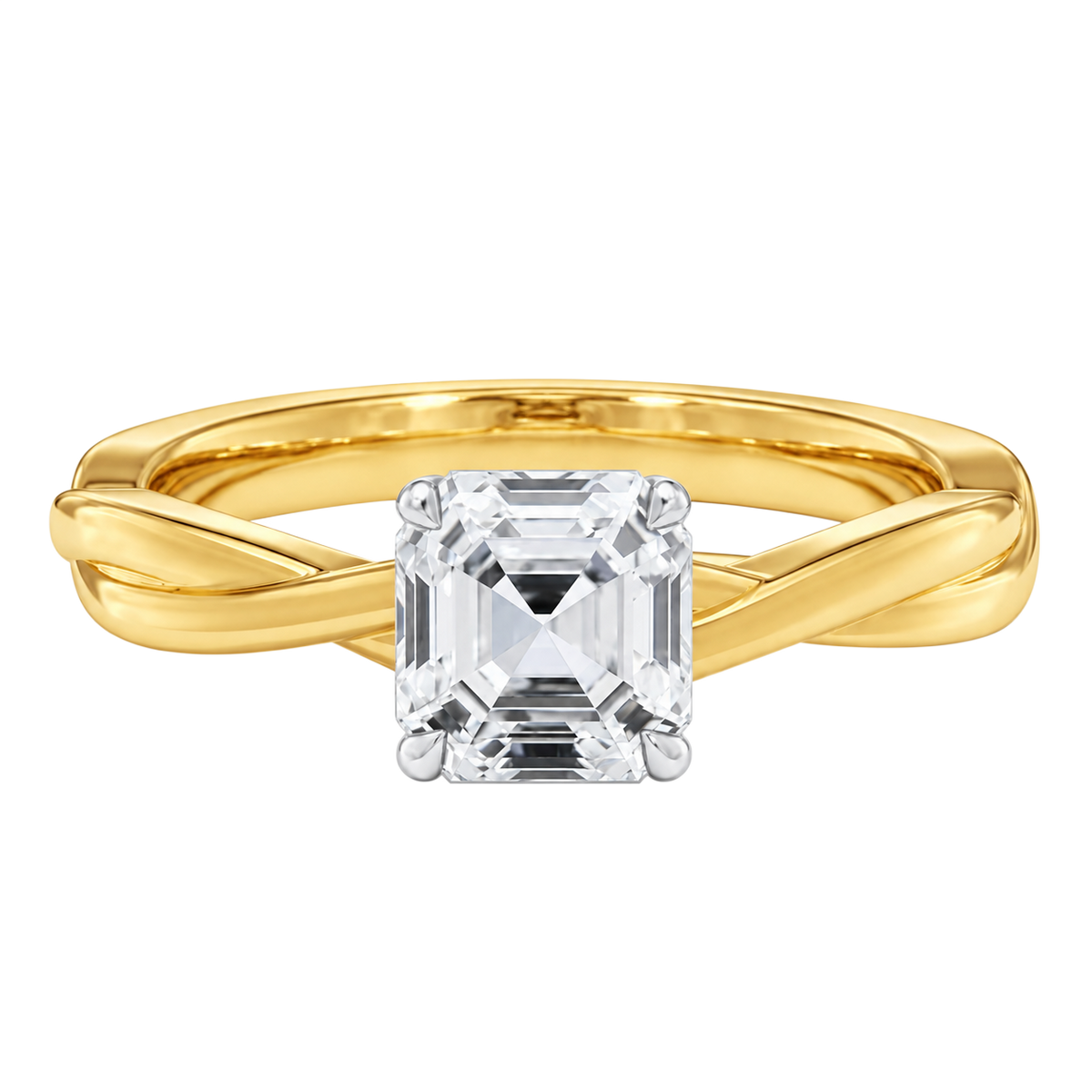Wreath - Asscher - Yellow/White Tone - Plain