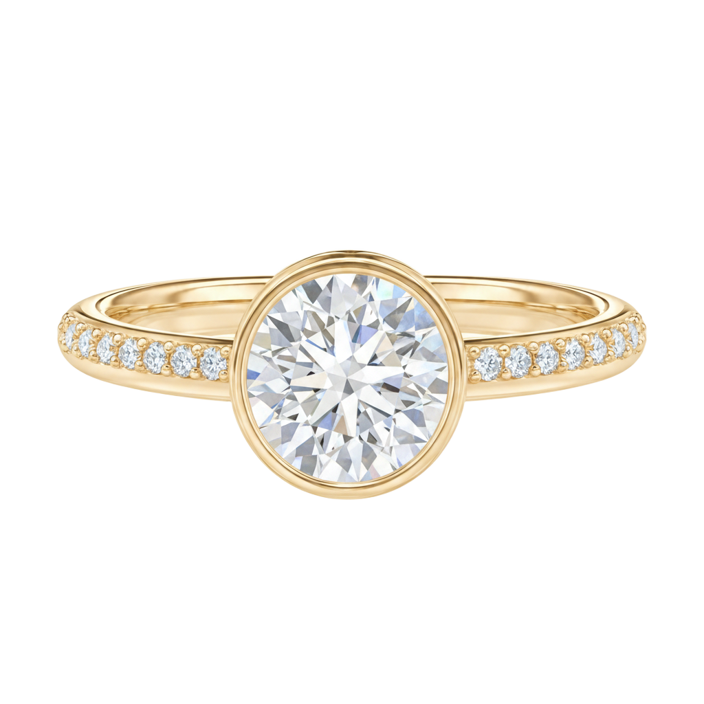 Bailey - Round - Yellow Gold - Pavé