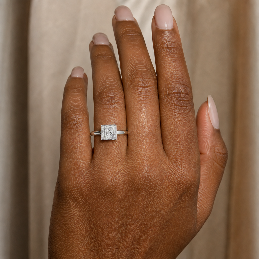 Deneuve - Princess - White Gold - Plain