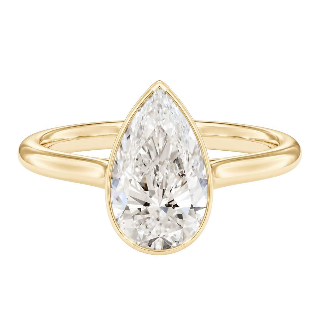 Solenne - Pear - Yellow Gold - Plain