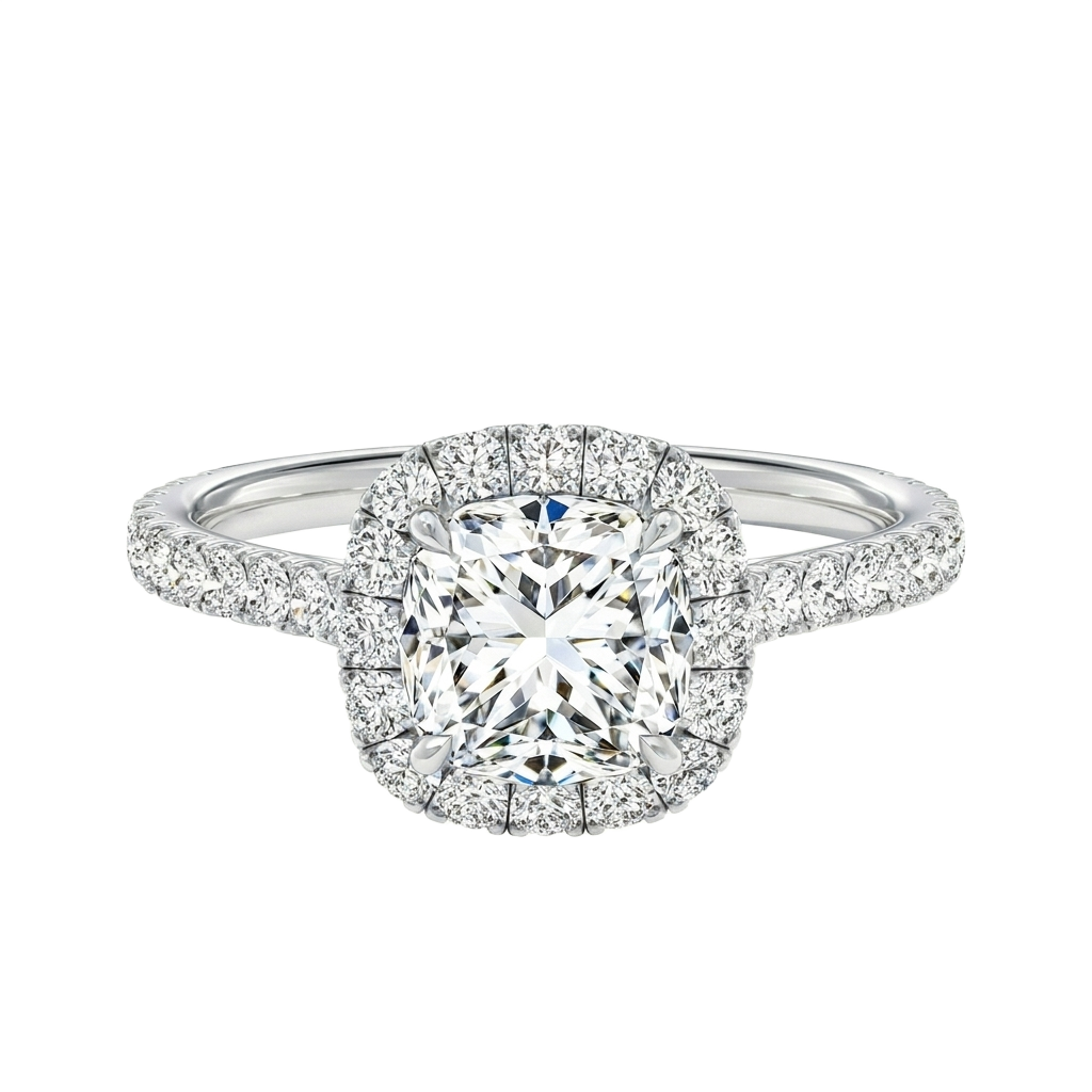 Cordelia - Cushion - Platinum - Pavé