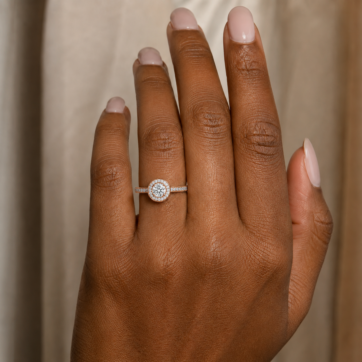 Deneuve - Round - Rose Gold - Pavé