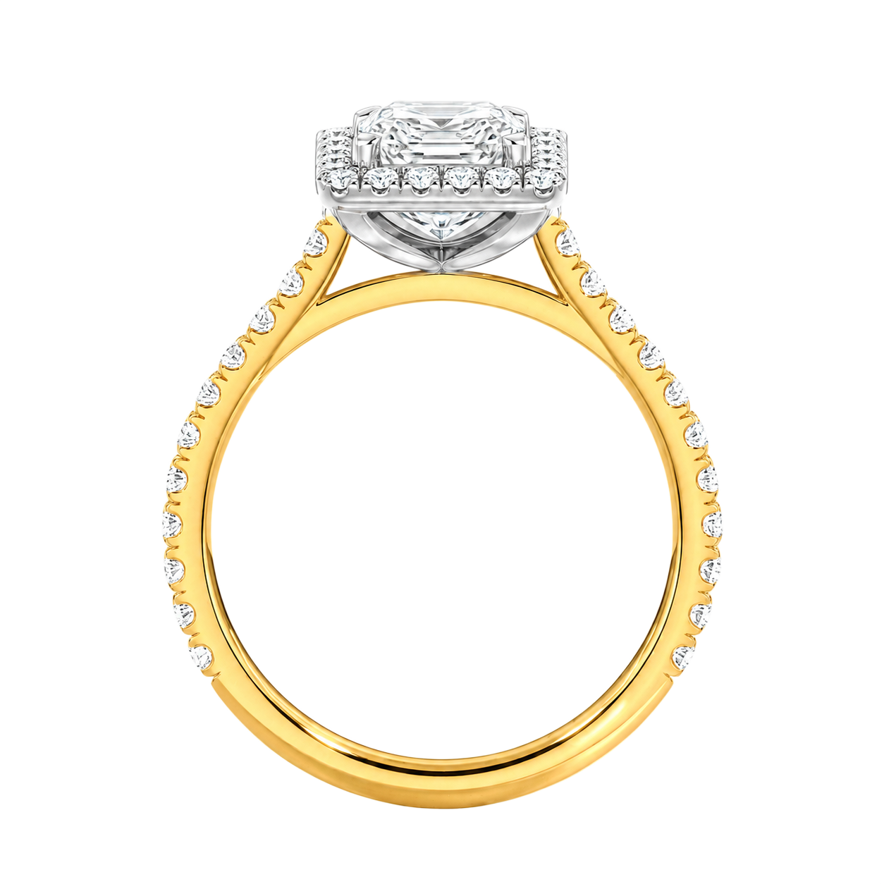 Cordelia - Asscher - Yellow / White Tone - Pavé