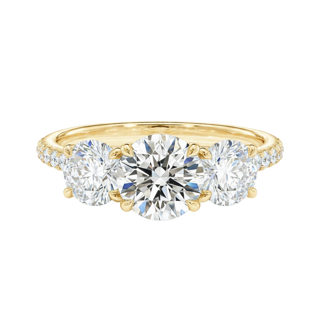 Trinity - Round - Yellow Gold - Pavé
