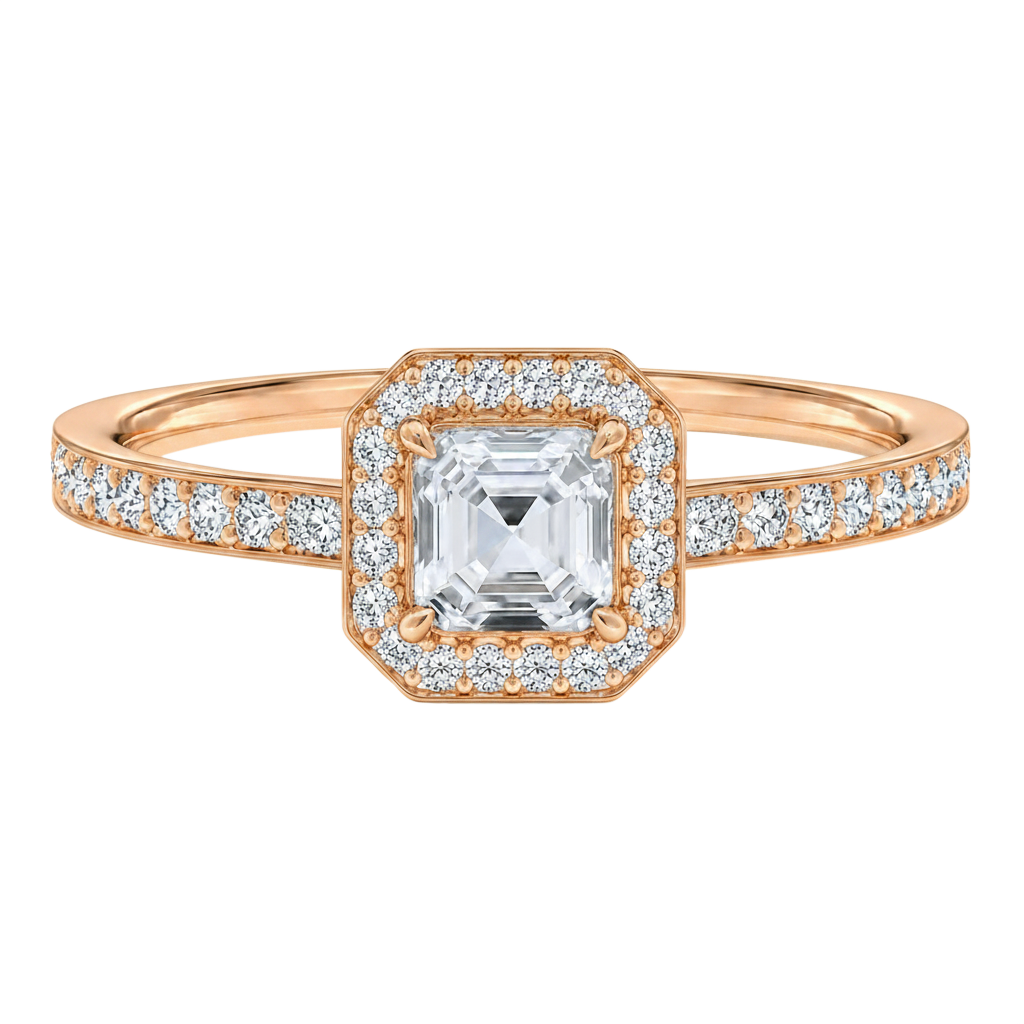 Deneuve - Asscher - Rose Gold - Pavé