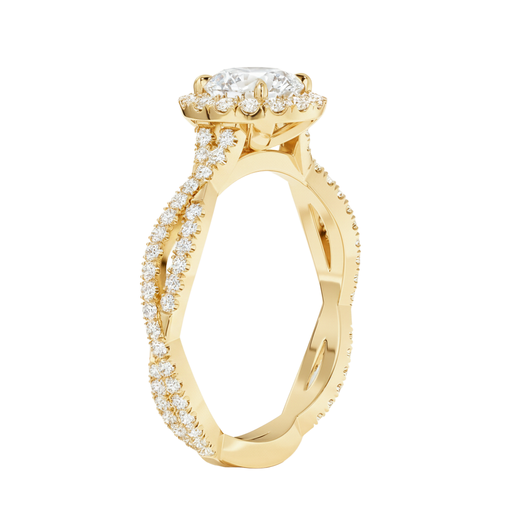 Braid - Asscher - Yellow Gold - Pavé