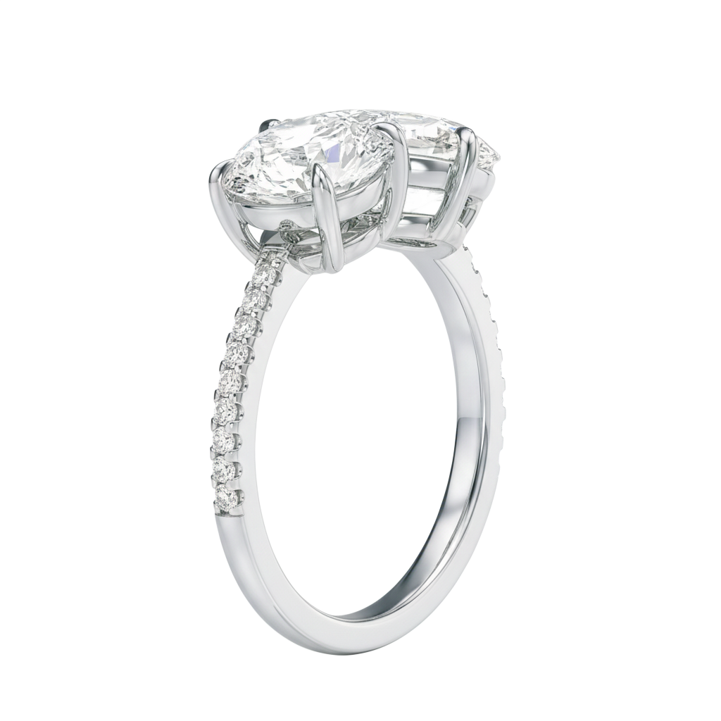 Duo - Pear - Platinum - Pavé