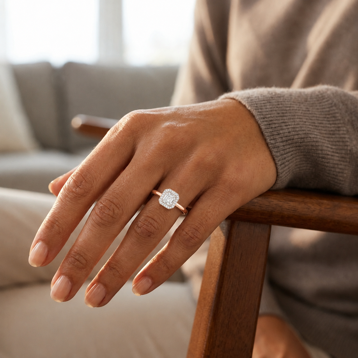 Deneuve - Asscher - Rose/White Tone - Plain