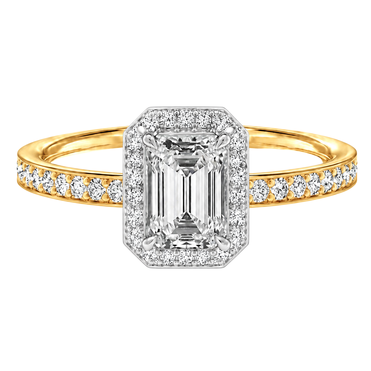 Deneuve - Emerald - Yellow/White Tone - Pavé