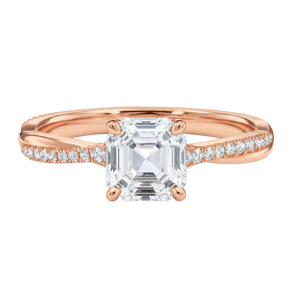 Wreath - Asscher - Rose Gold - Pavé