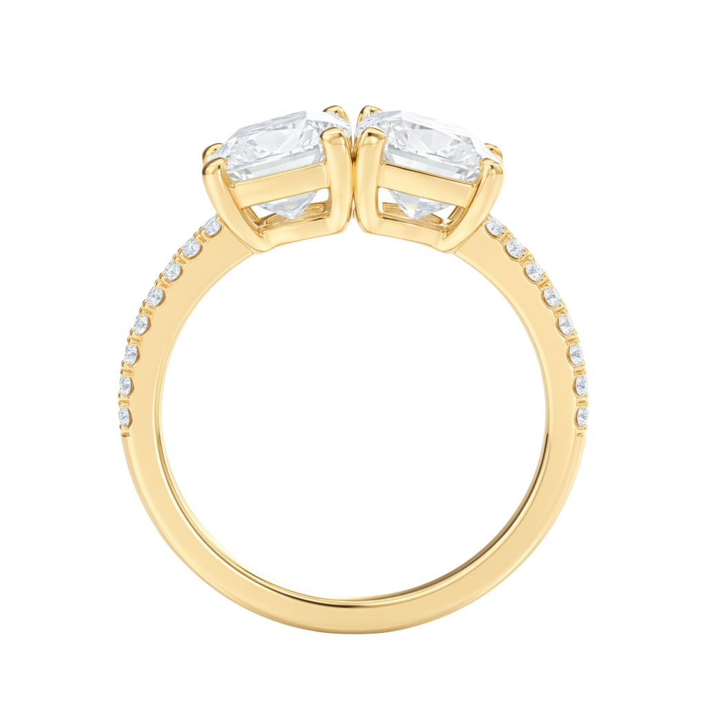 Duo - Round - Yellow Gold - Pavé