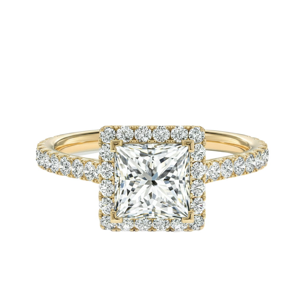 Cordelia - Princess - Yellow Gold - Pavé